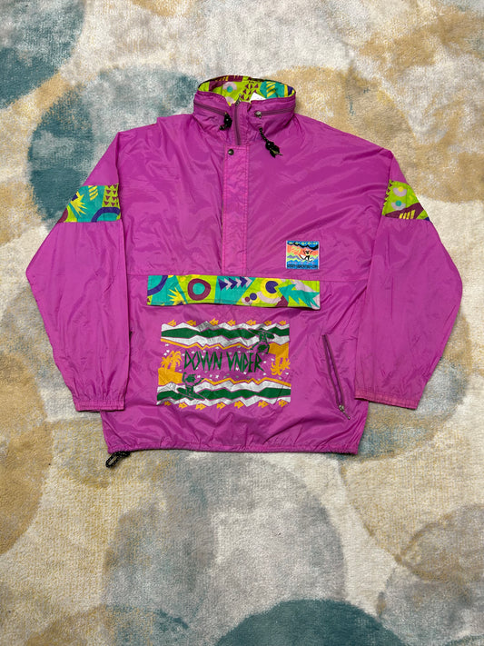 Magenta patterned retro windbreaker