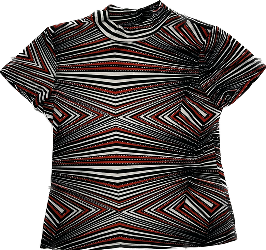 Abstract y2k red white black top