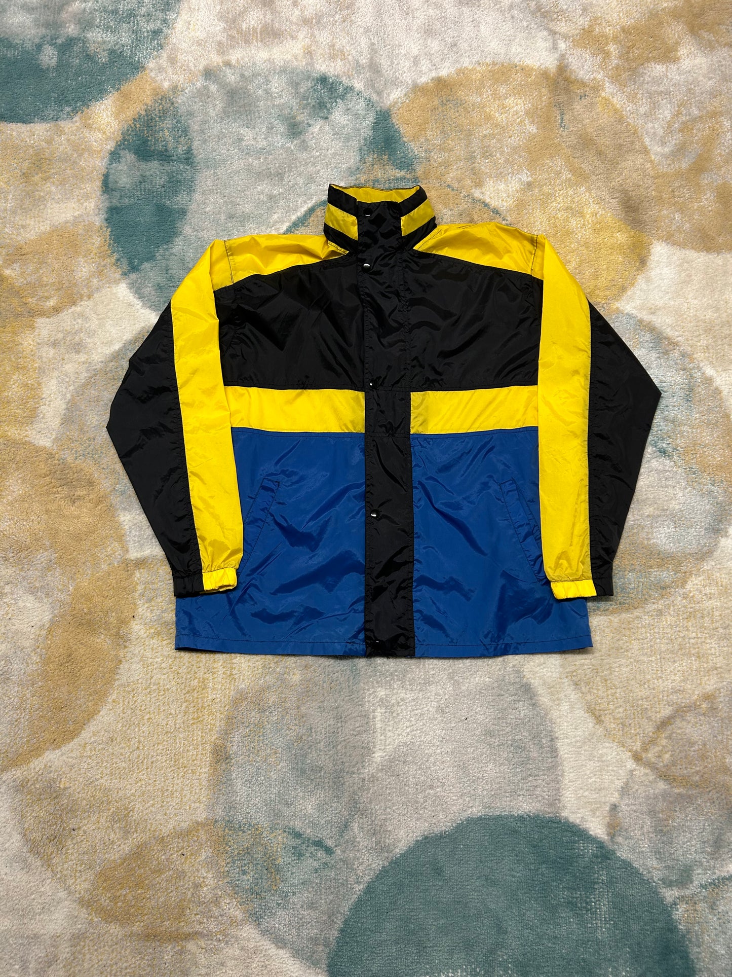 Black, yellow and blue retro Windbreaker