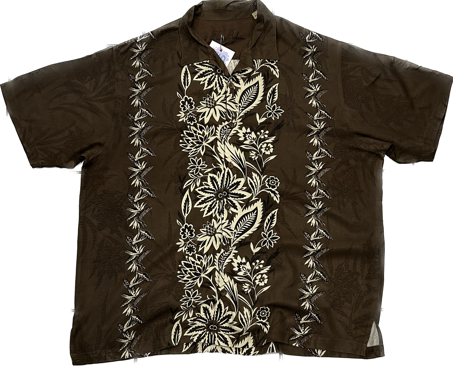 Dark Brown Floral 100% Silk Shirt