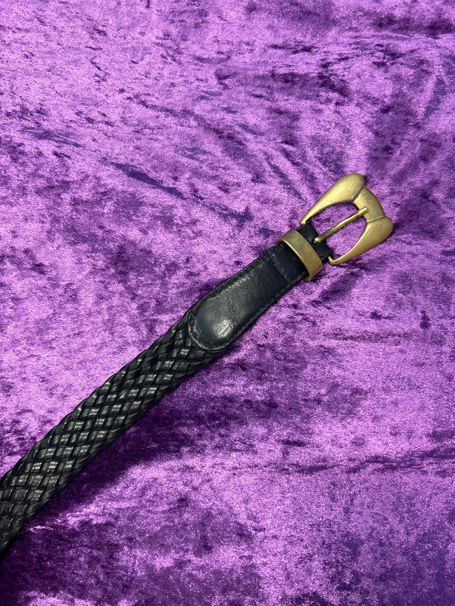 Black Leather Belt with Gold Detailing