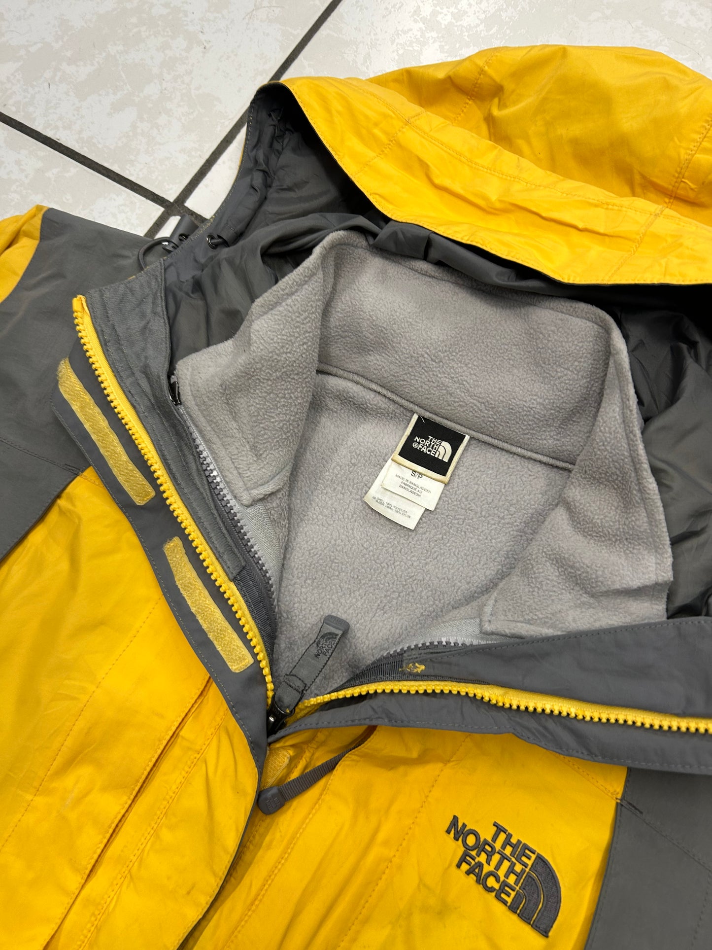 TheNorthFace Yellow and Grey 2-in-1 Waterproof Ski Jacket
