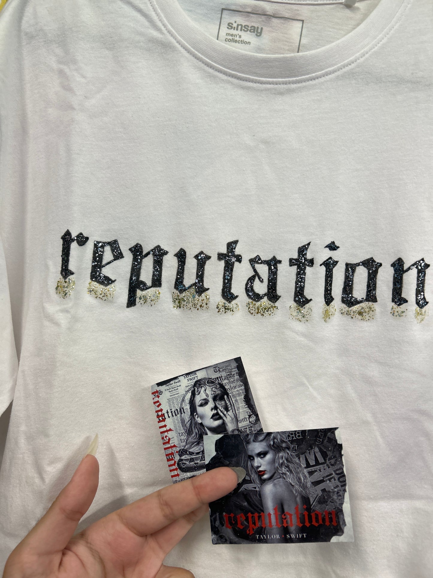 Taylor Swift 'reputation' Glitter with Gold Handmade T-shirt