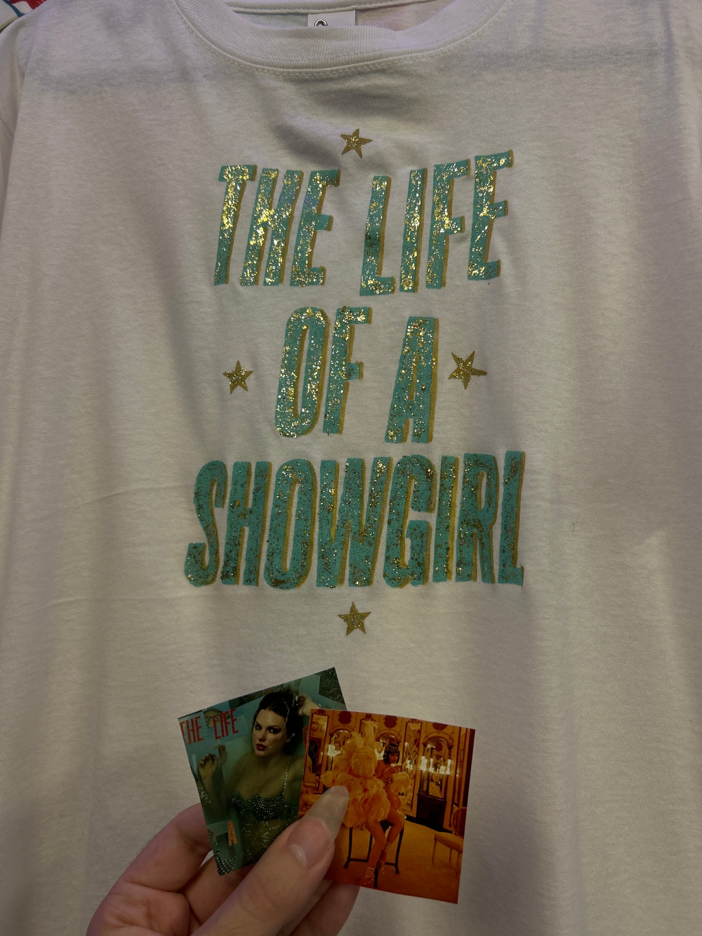 Taylor Swift 'The Life of a Showgirl' White Handpainted T-shirt