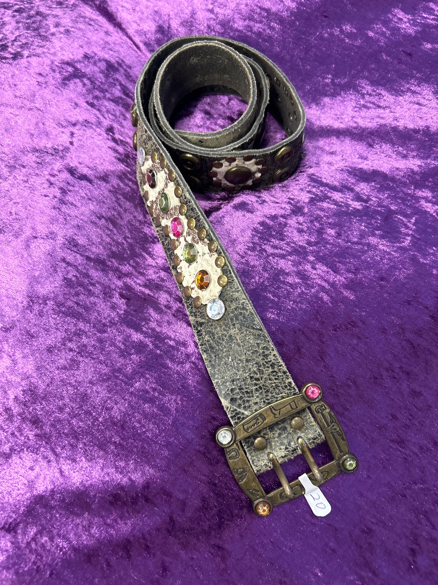 One-of-a-kind Gemstone Leather Belt