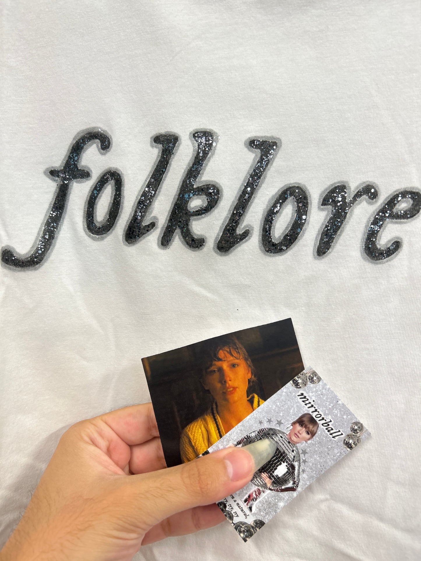 Taylor Swift 'folklore' Album Logo Glitter Handpainted T-shirt