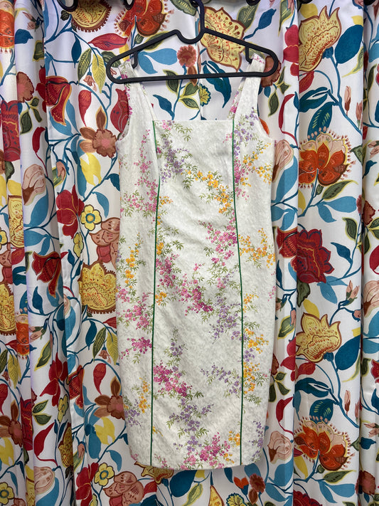 Cottagecore vintage white floral dress