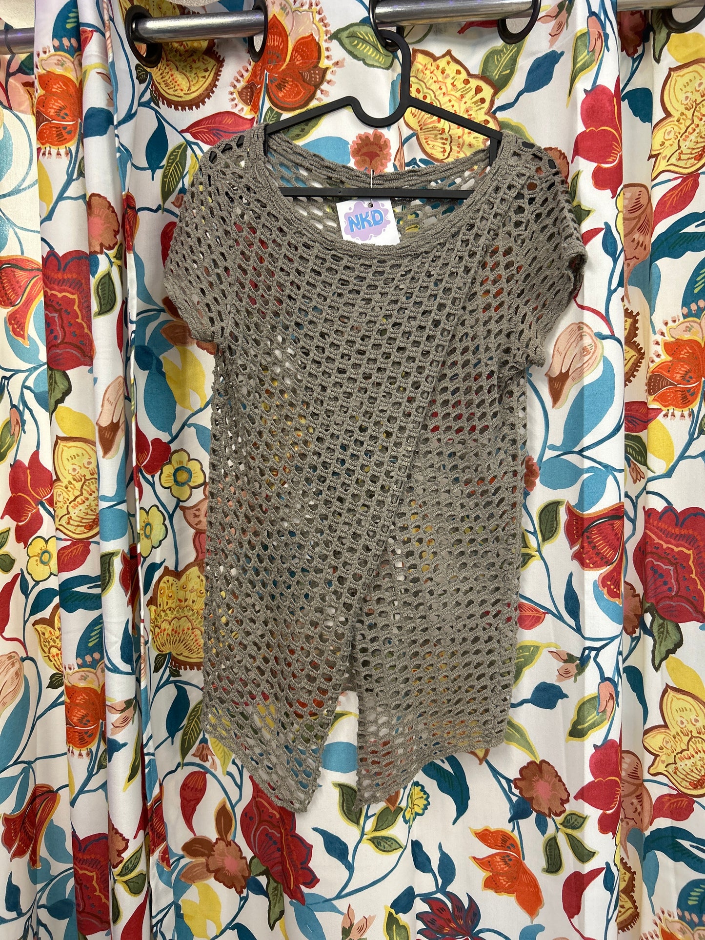 Y2k beige knit beach overshirt