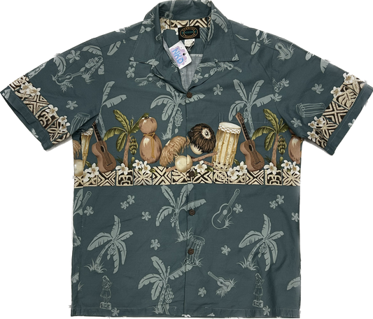 Teal Coconut Palmtree Patterned Summer Shirt