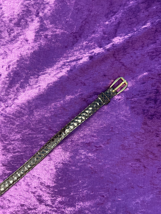 Dark Brown 90's Skin Snake-Type Leather Belt