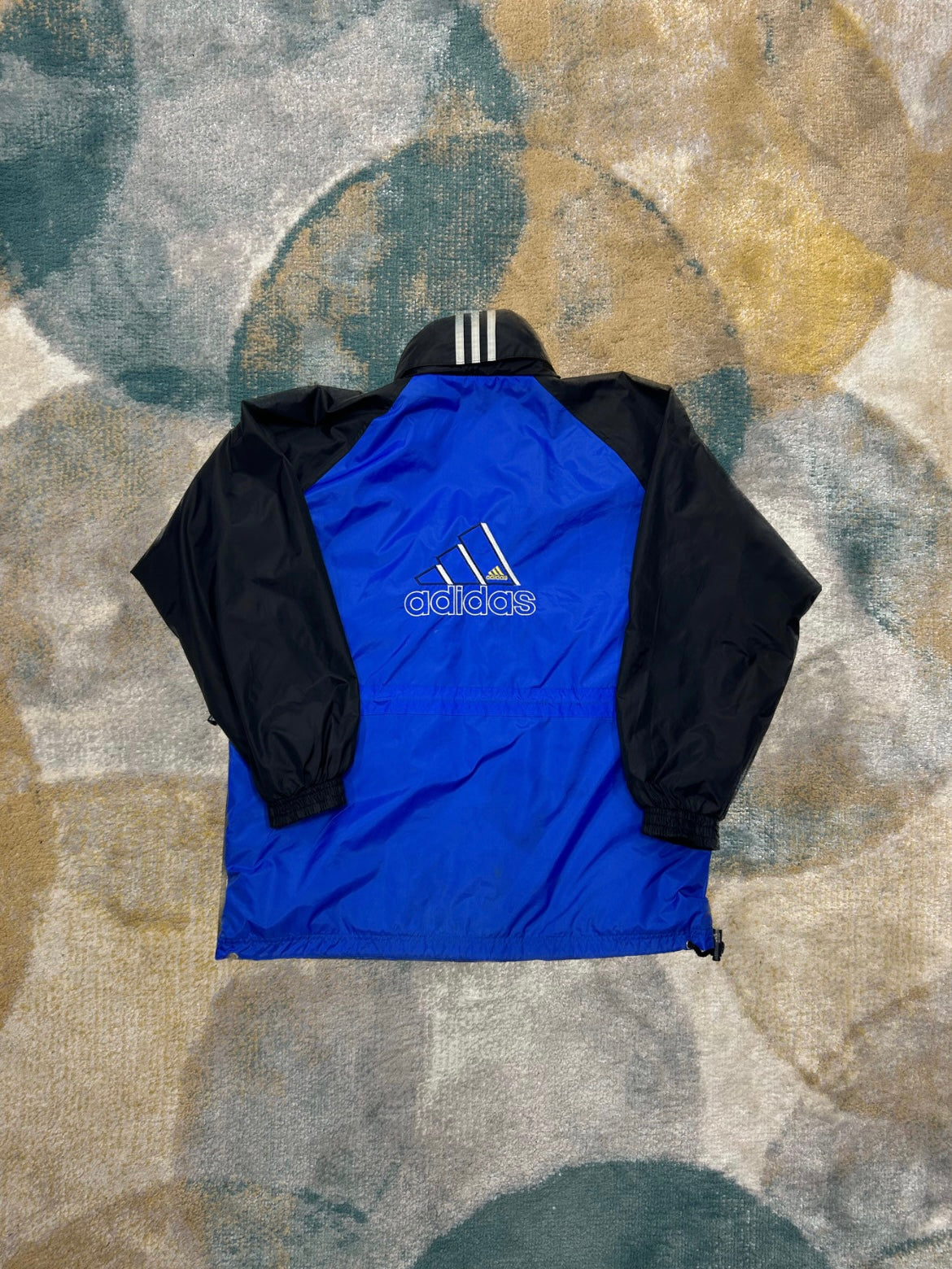 Adidas Blue and Black Retro Waterproof Windbreaker