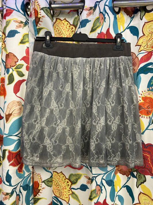 Y2k grey mesh skirt with brown cotton lining