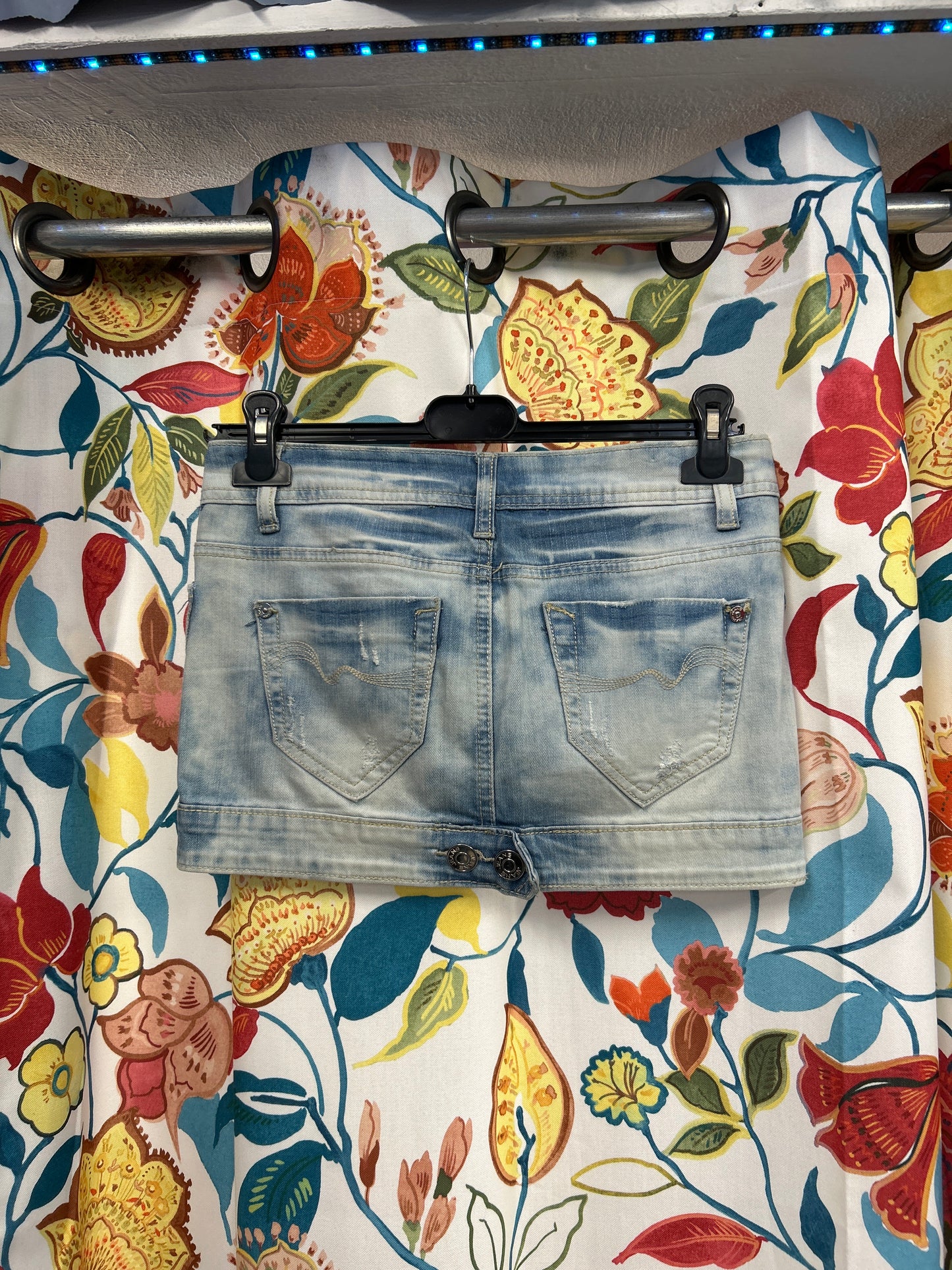 Y2K White wash denim mini skirt