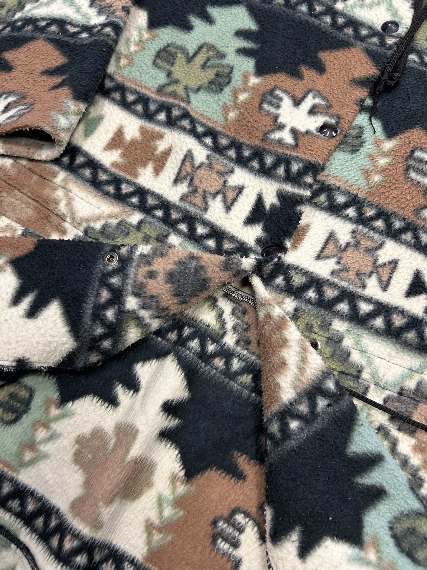 Mint Green Brown White and Black Patterned Fleece