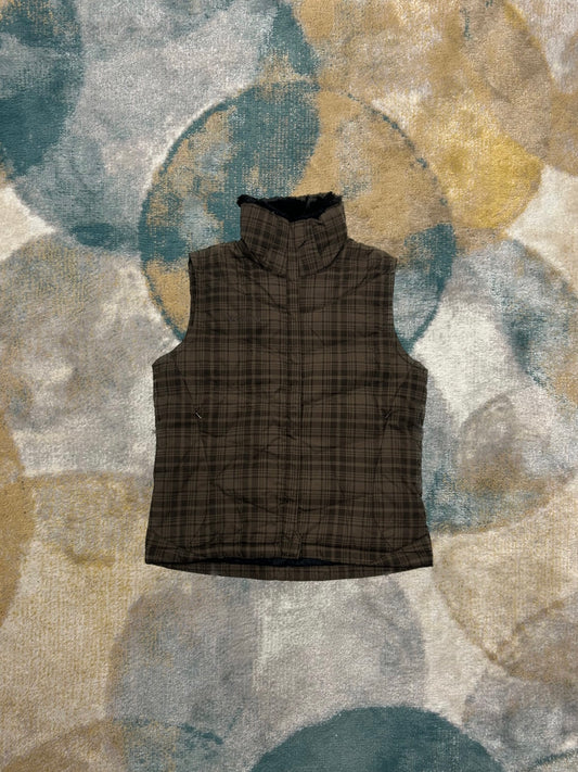 Columbia Brown and Black Checkered Puffer Vest