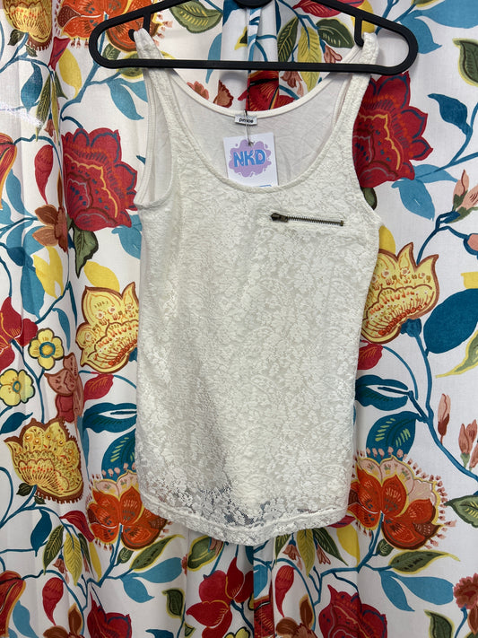 Y2k Pimkie white lace top with cotton layer underneath