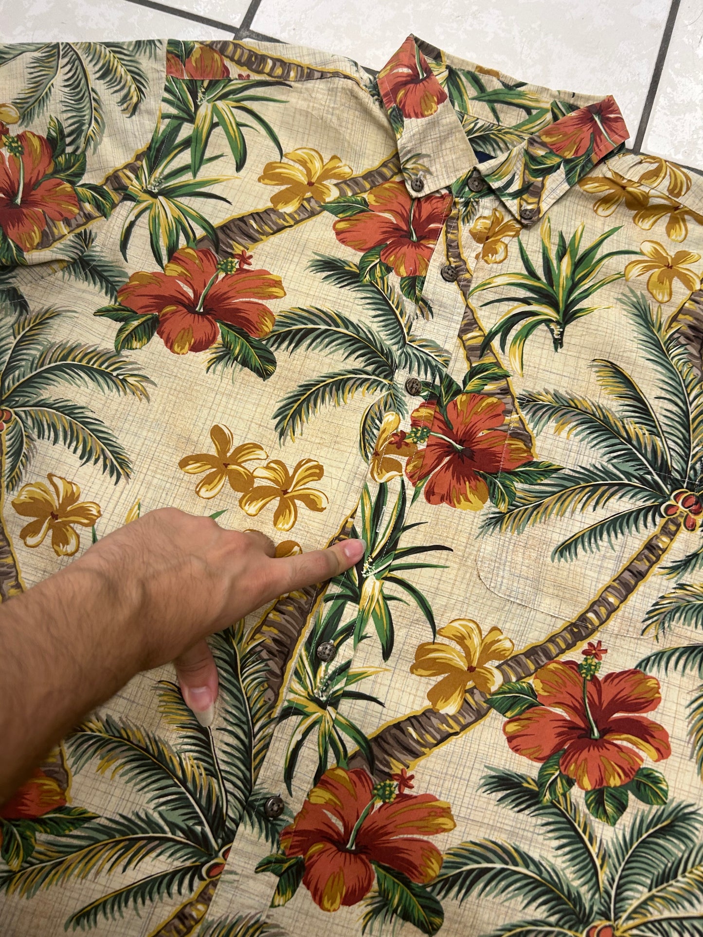 Beige Palmtree Hawaiian Summer Shirt