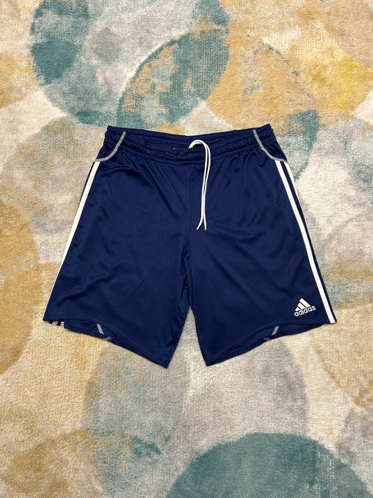 Adidas Dark Blue lightweight 3 stripe shorts