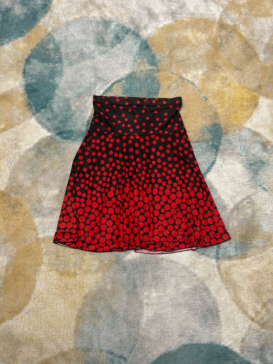 Y2k red and black polka dot skirt