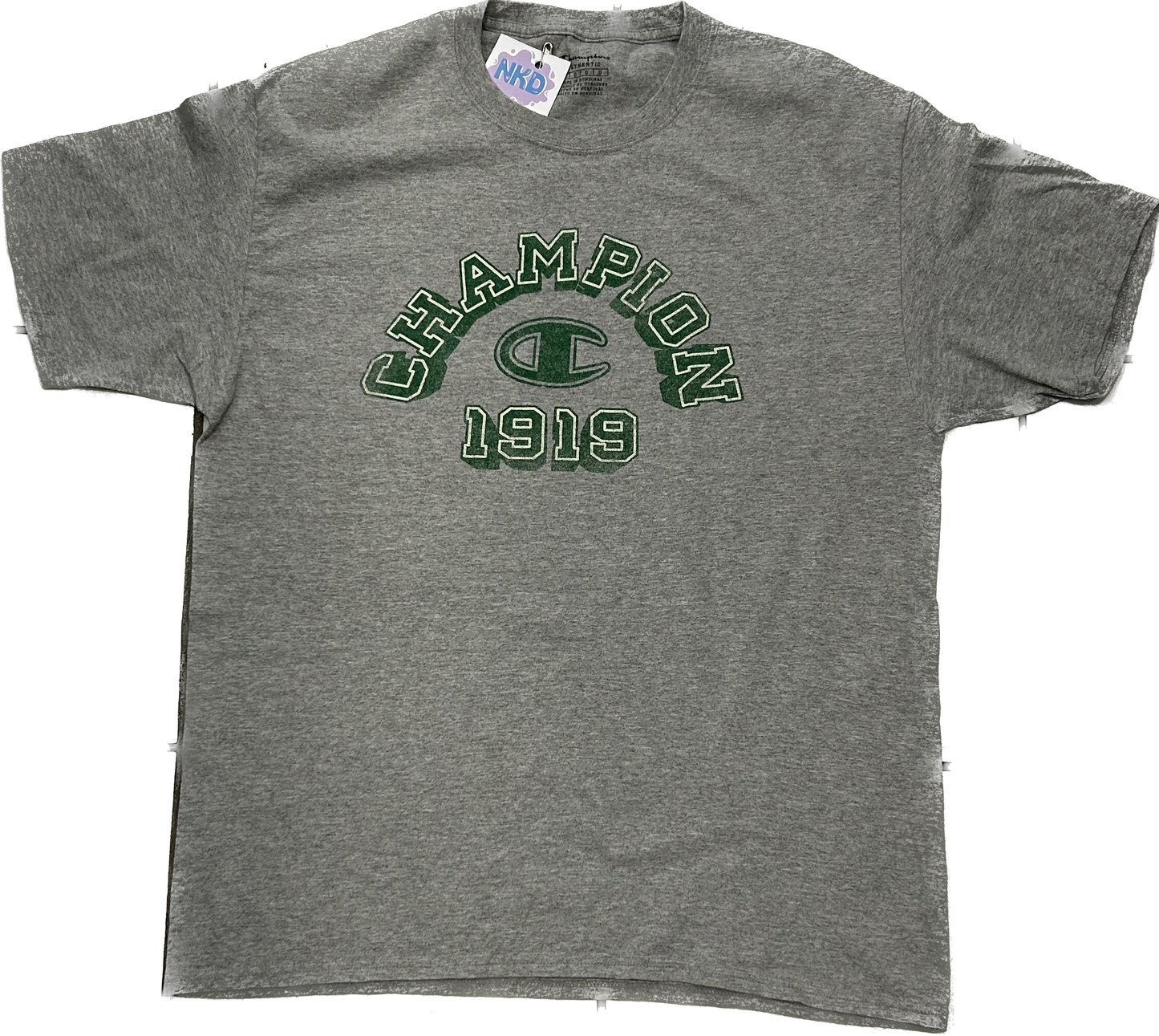 Vintage Champion Grey with Green Logo T-shirt