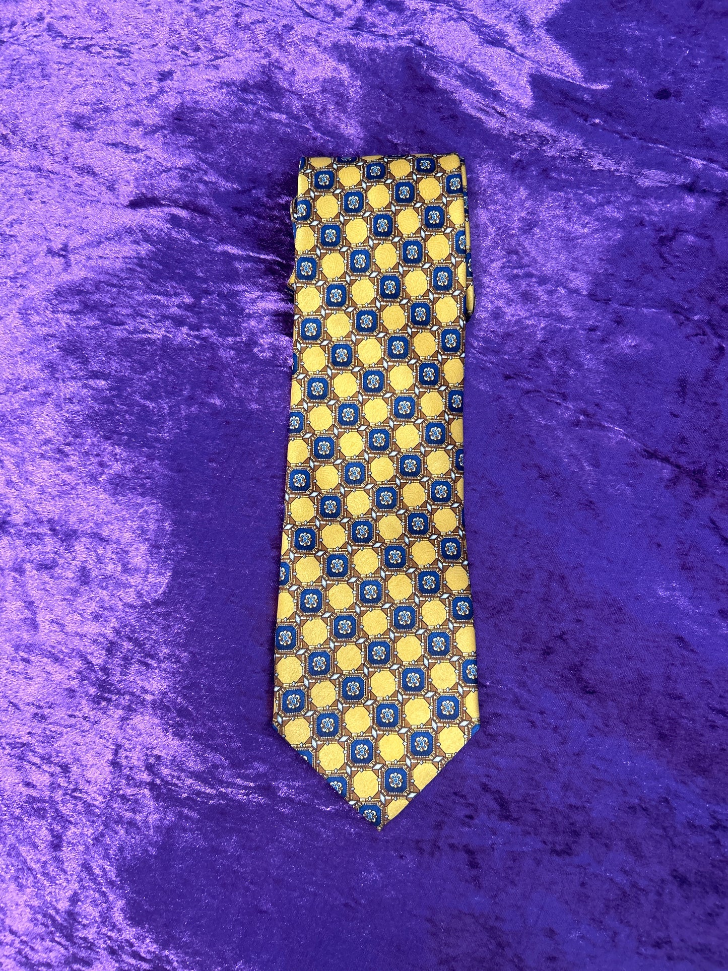 Gold and Blue Patterned Tie