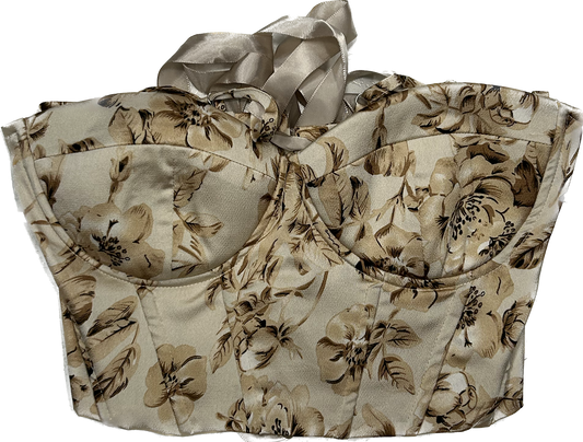 Beige Patterned Corset Top