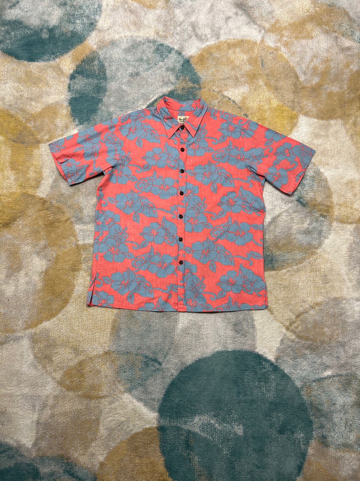 Watermelon orange and blue Hawaiian shirt