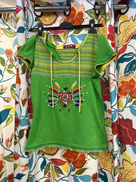 Y2k retro green and yellow top