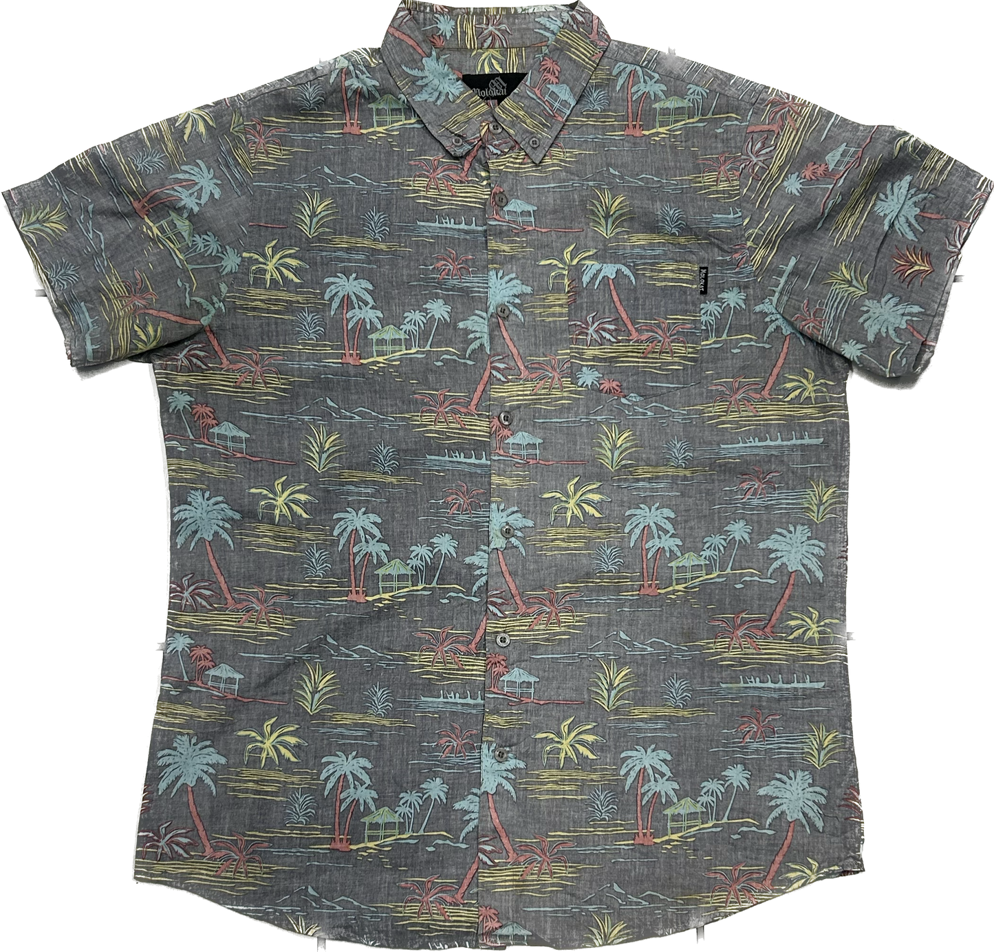 Grey and Colorful Island Summer Shirt