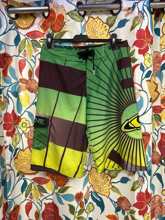 O'Neill vintage green brown and yellow swimming shorts
