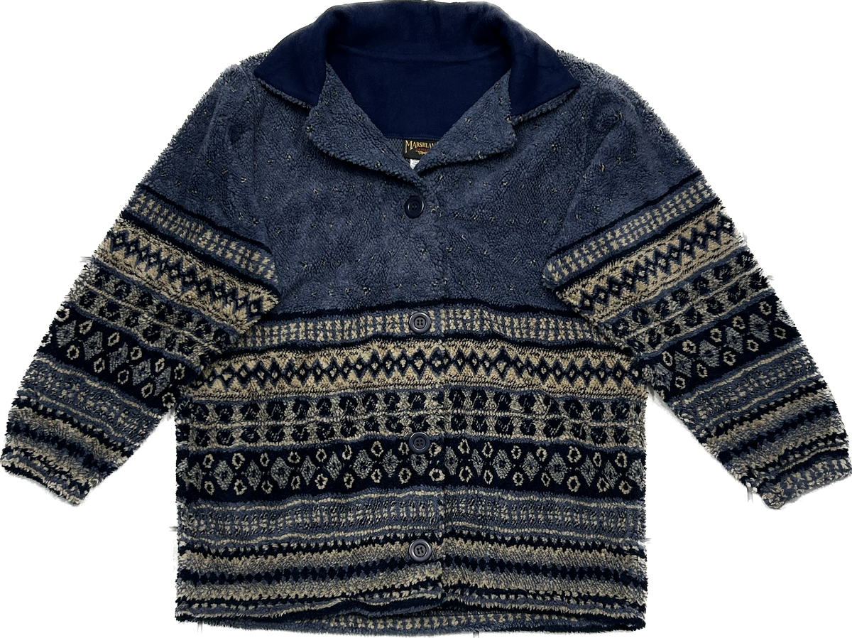 Dark Blue Retro Patterned Fleece
