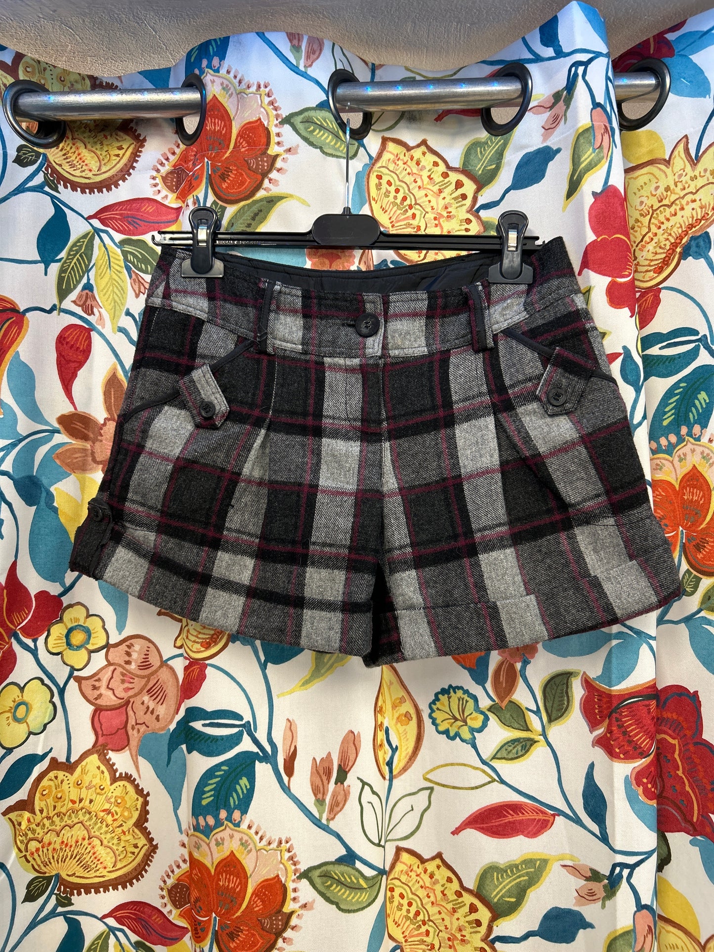 Y2k promod plaid black purple shorts