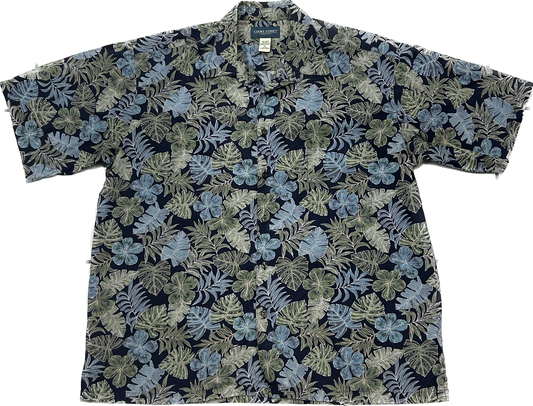 Black Blue and Green Floral Premium Summer Shirt
