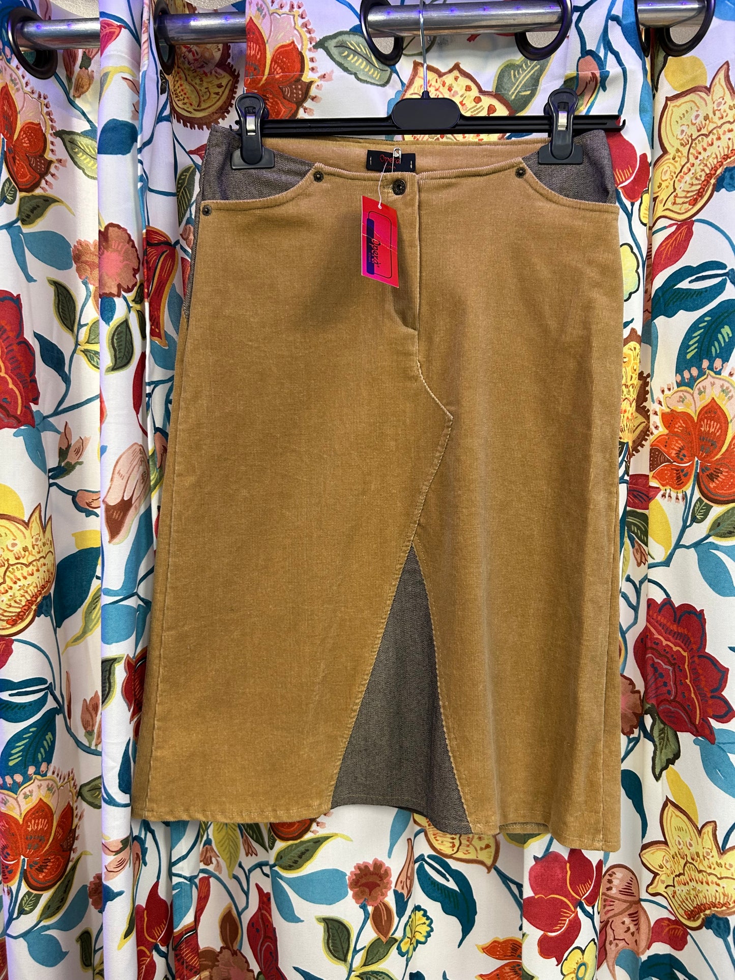 Y2k deadstock Courdoy brown midi skirt