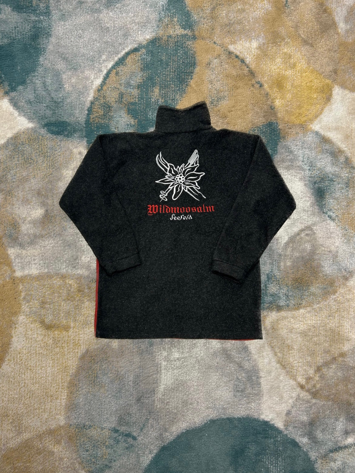 Grey and Red Cosy Fleece Half-Zip