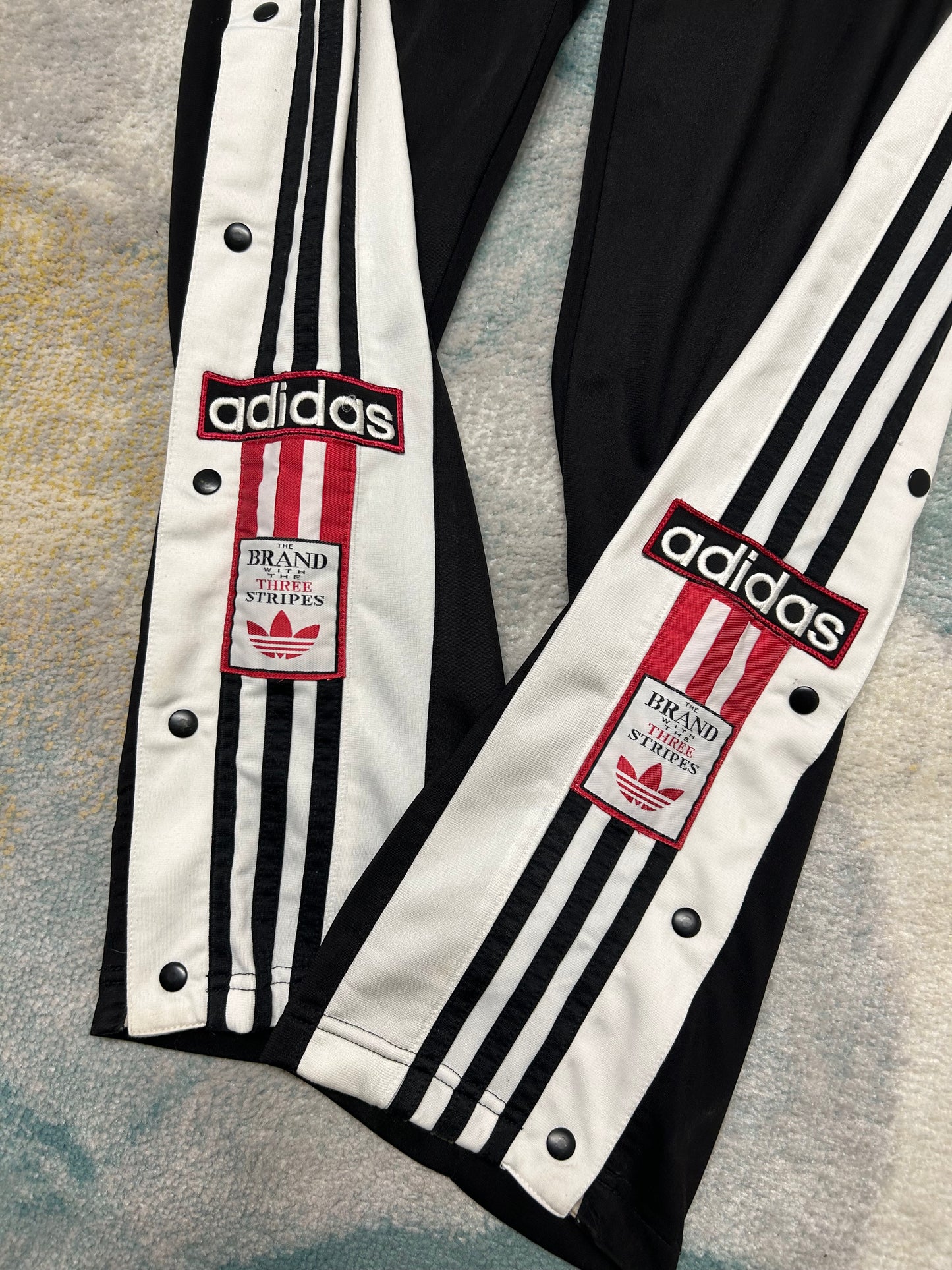 Adidas 90's retro black and white popper pants