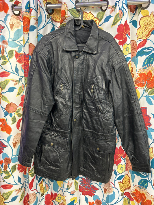 Black 100% leather motorcycle jacket