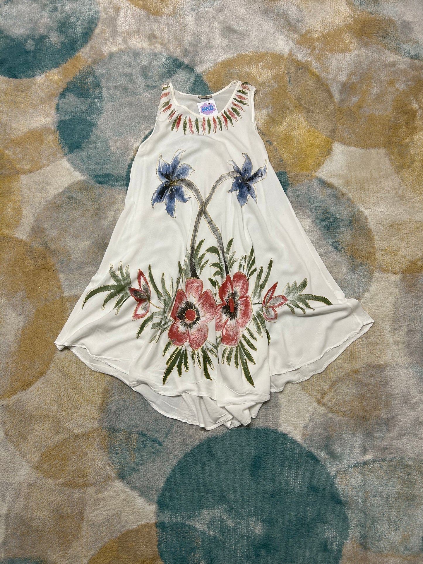 White Palmtree Floral free size summer dress