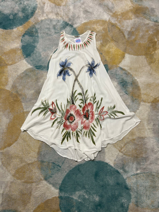 White Palmtree Floral free size summer dress