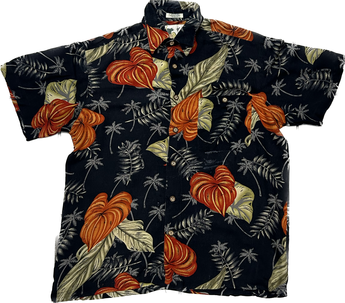 Black and Orange Flower Summer Shirt