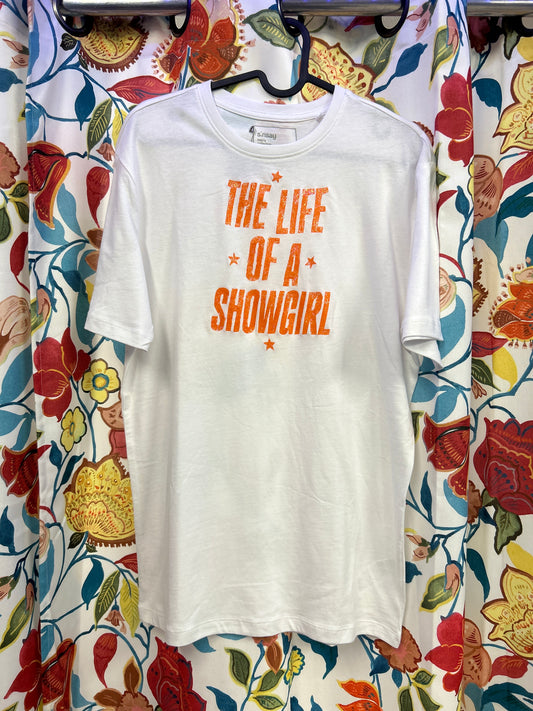 Taylor Swift 'The Life of a Showgirl' White Handpainted T-shirt