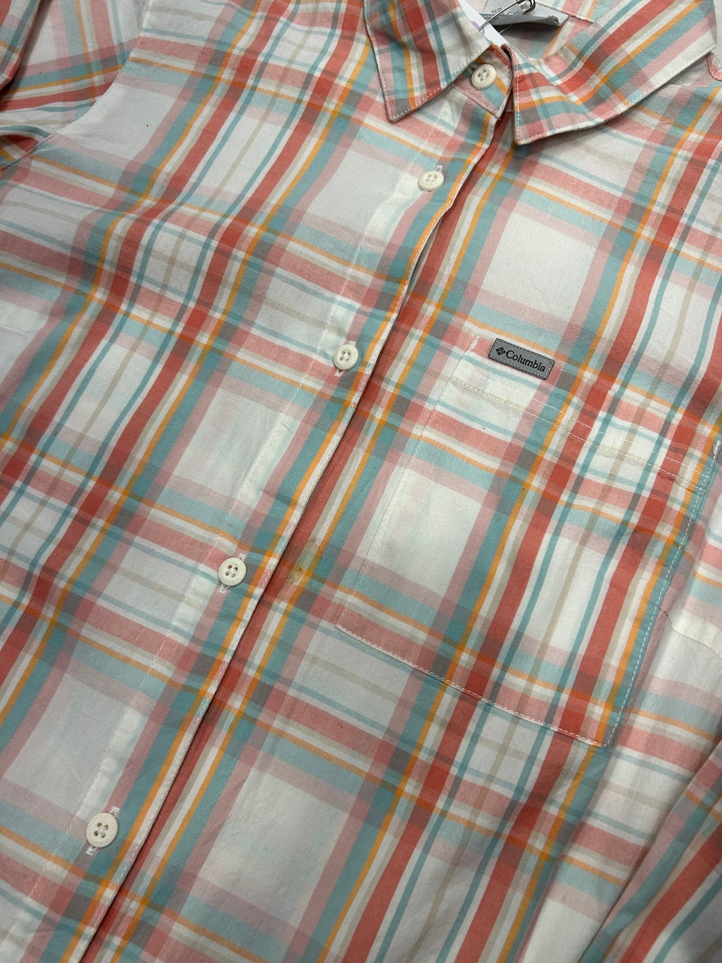 Columbia Plaid Orange White Shirt