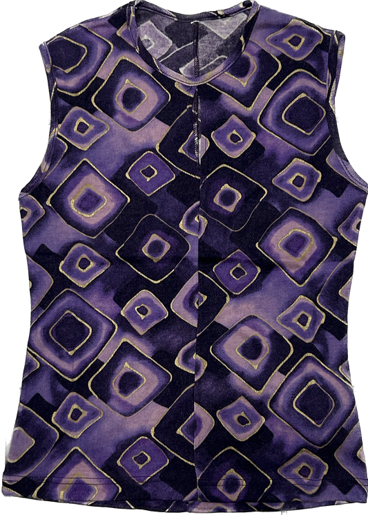 Purple and Gold Abstract Pattern Retro Sleeveless Top