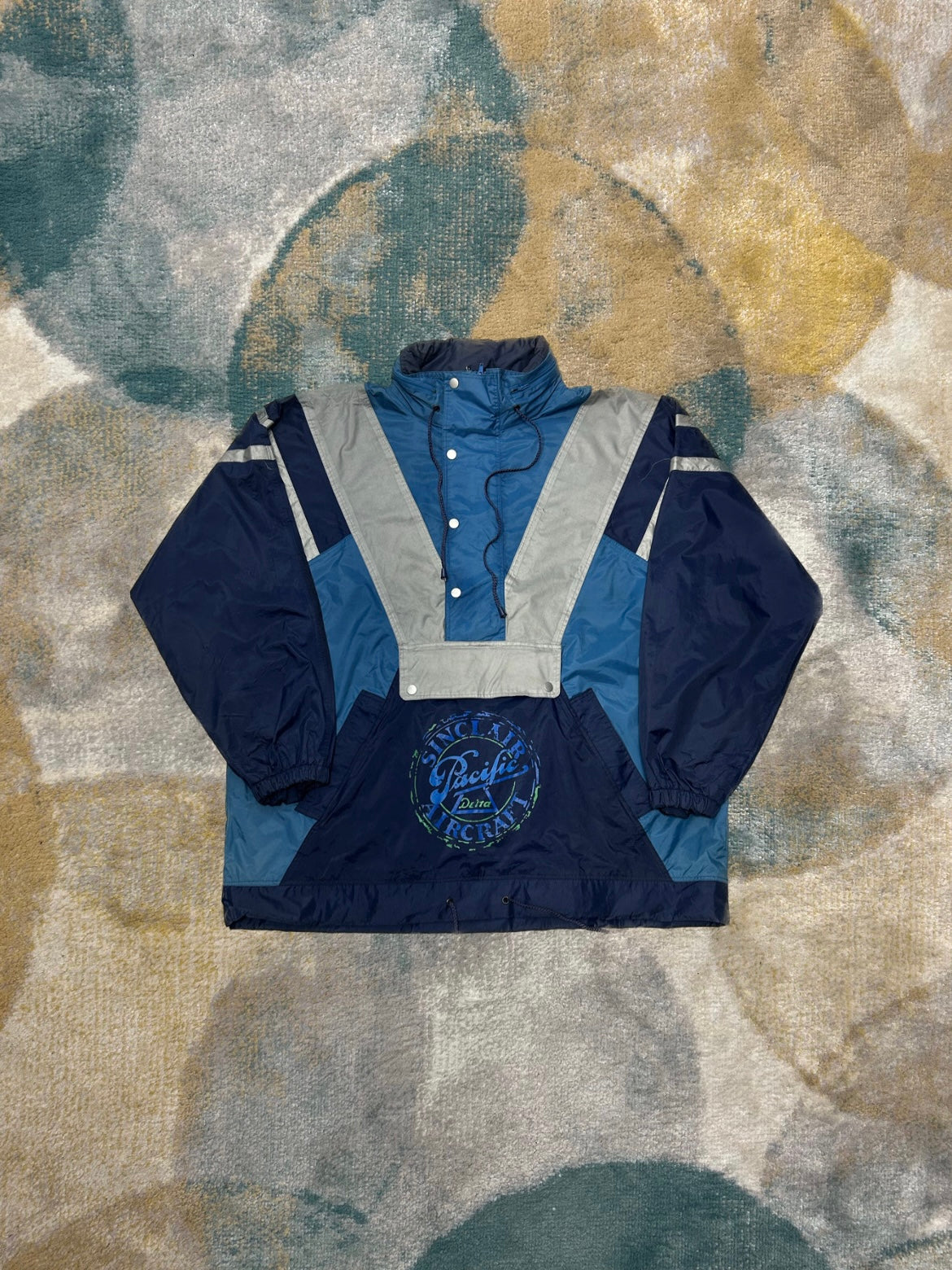 Retro Dual Blue and Silver Windbreaker Waterproof