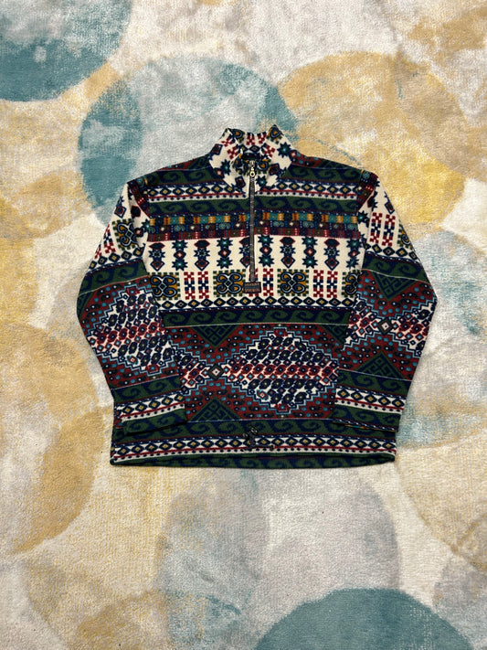 Retro colorful patterned half-zip fleece