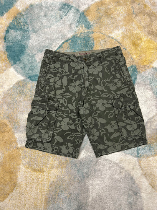 Camo green floral vintage cargo shorts
