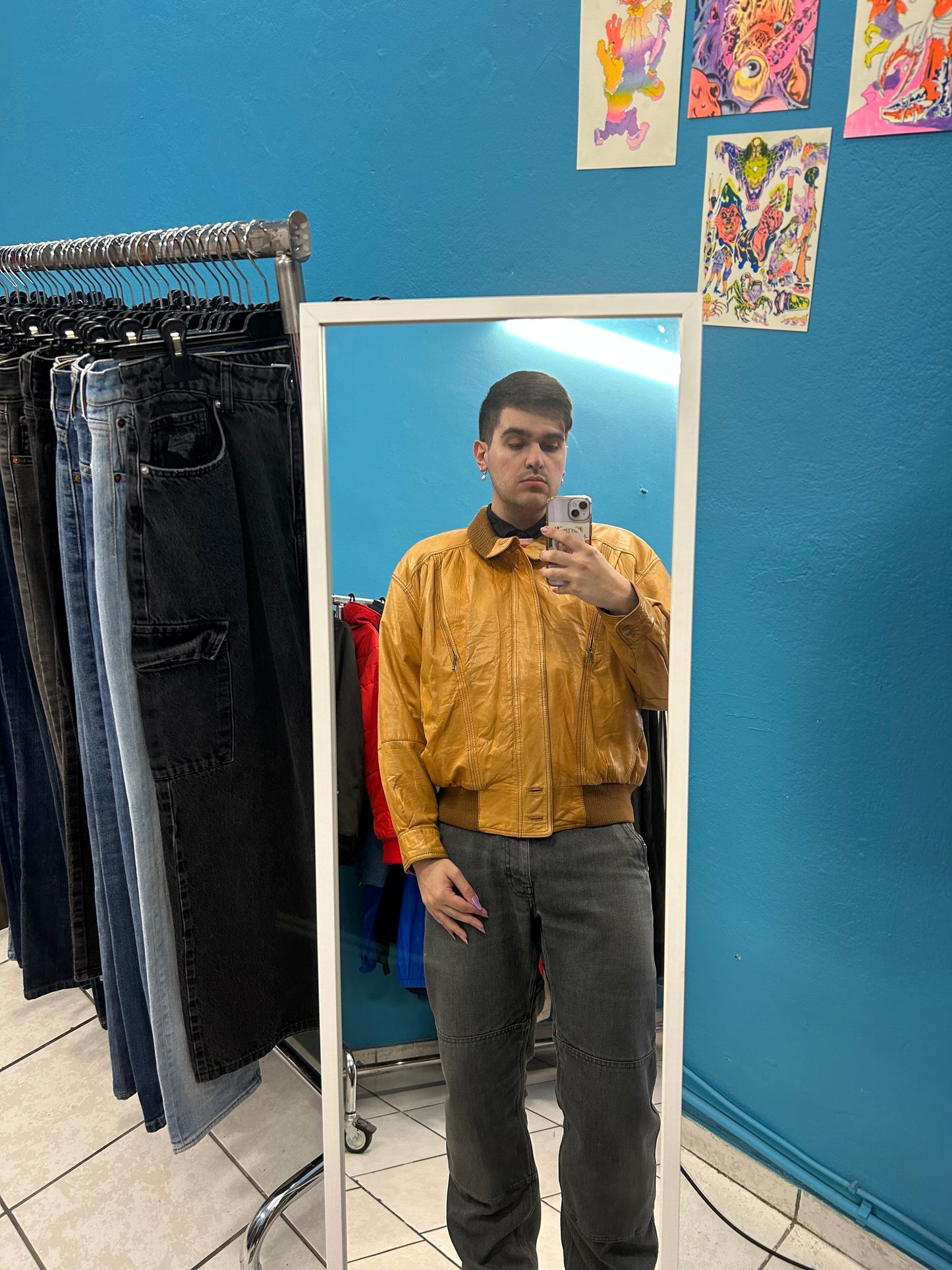 Tan brown 100% leather jacket