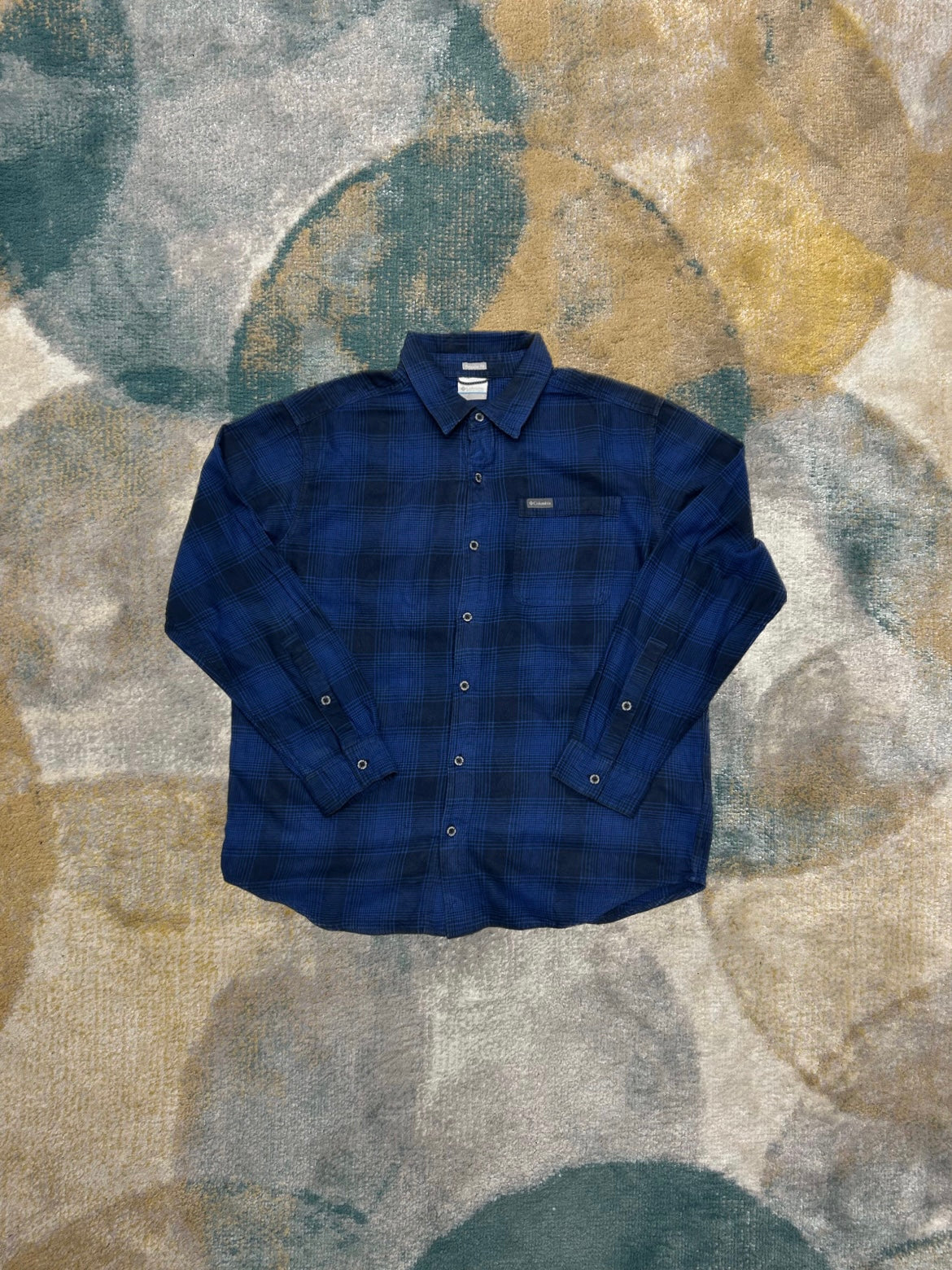 Columbia Blue and Black Checkered Flannel