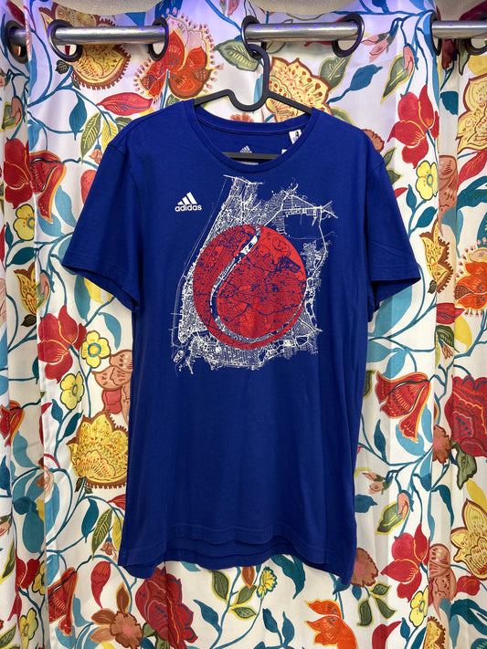 Adidas blue NYC map t-shirt