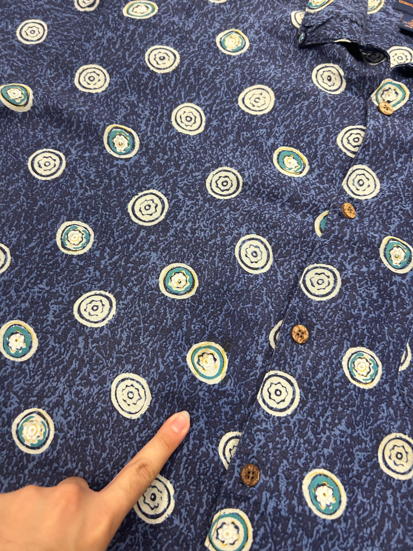 Dark Blue Circle Pattern Summer Shirt